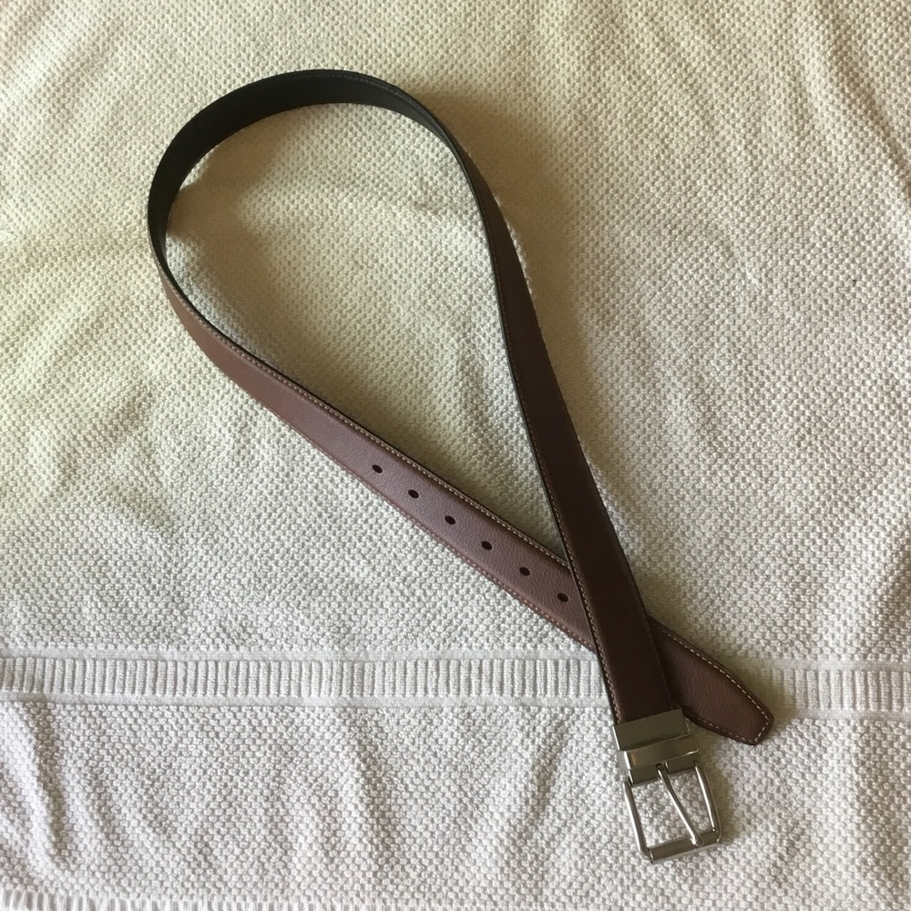 Goodfellow & Co Brown and Black Belt with Silver Buckle